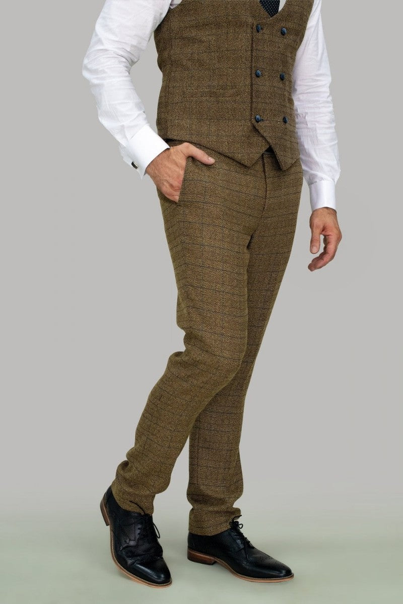 Ascari Brown Tweed Slim Fit Suit