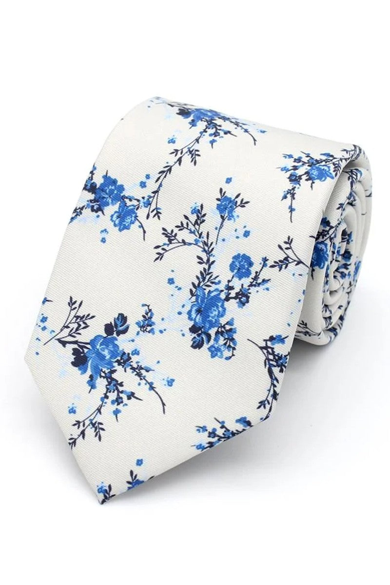 Blue Floral Tie Set