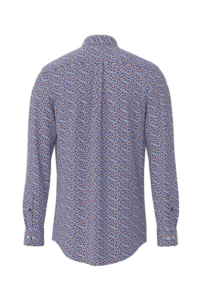 FYNCH HATTON Pure Cotton Shirt - Men&#39;s – Modern Flower Print Navy