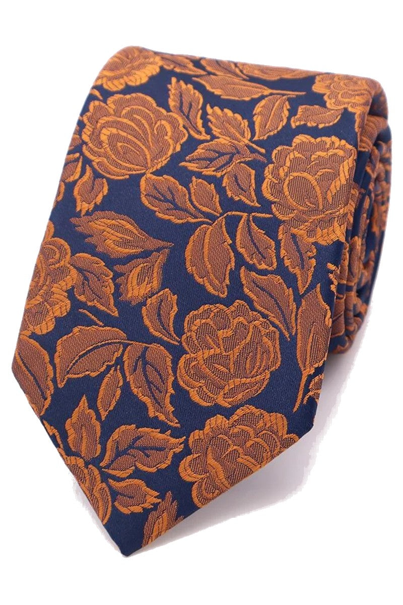 Mix-and-Match Wedding Rose Tie - Warm Spice on Navy