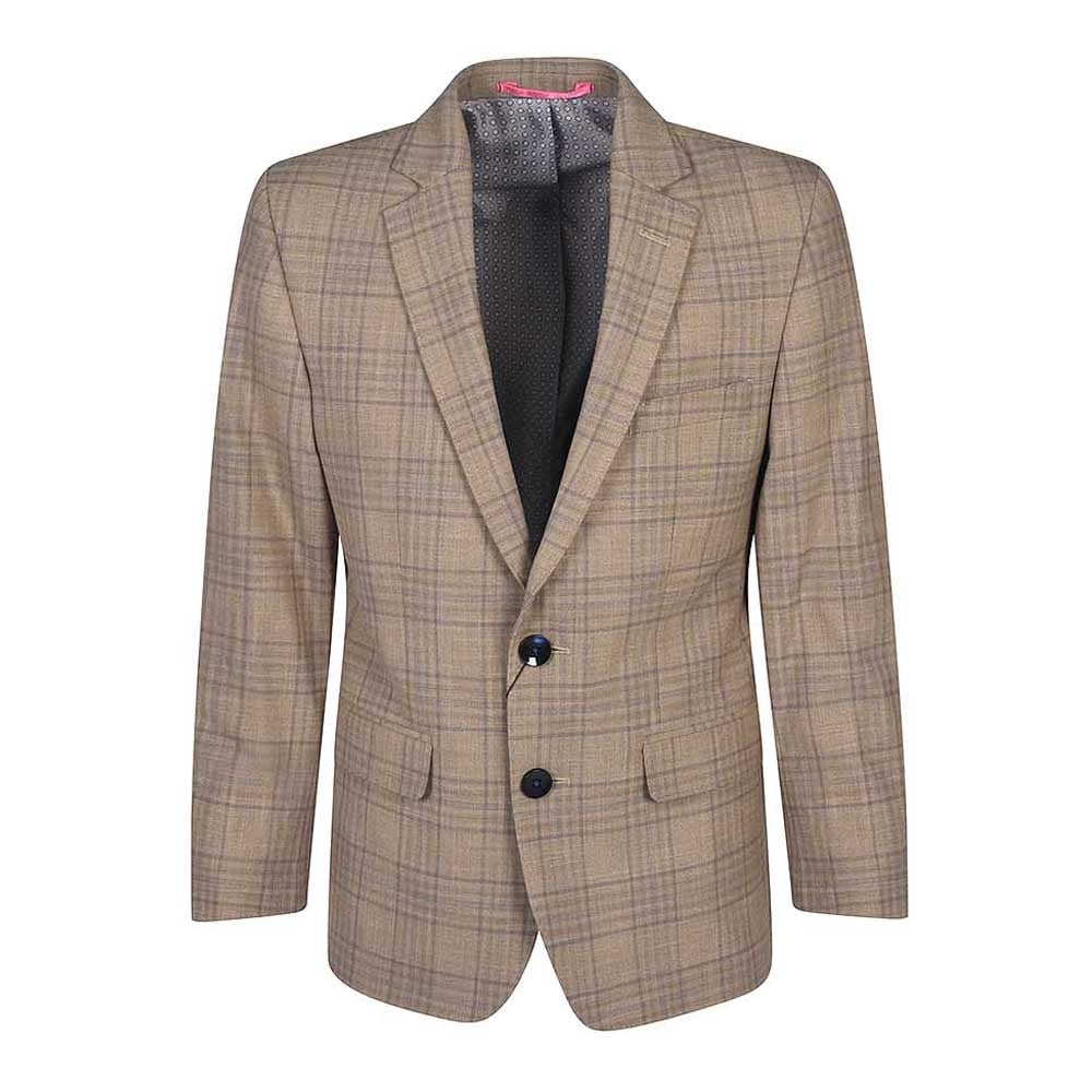 Boys Ninety78 Beige Check Blazer