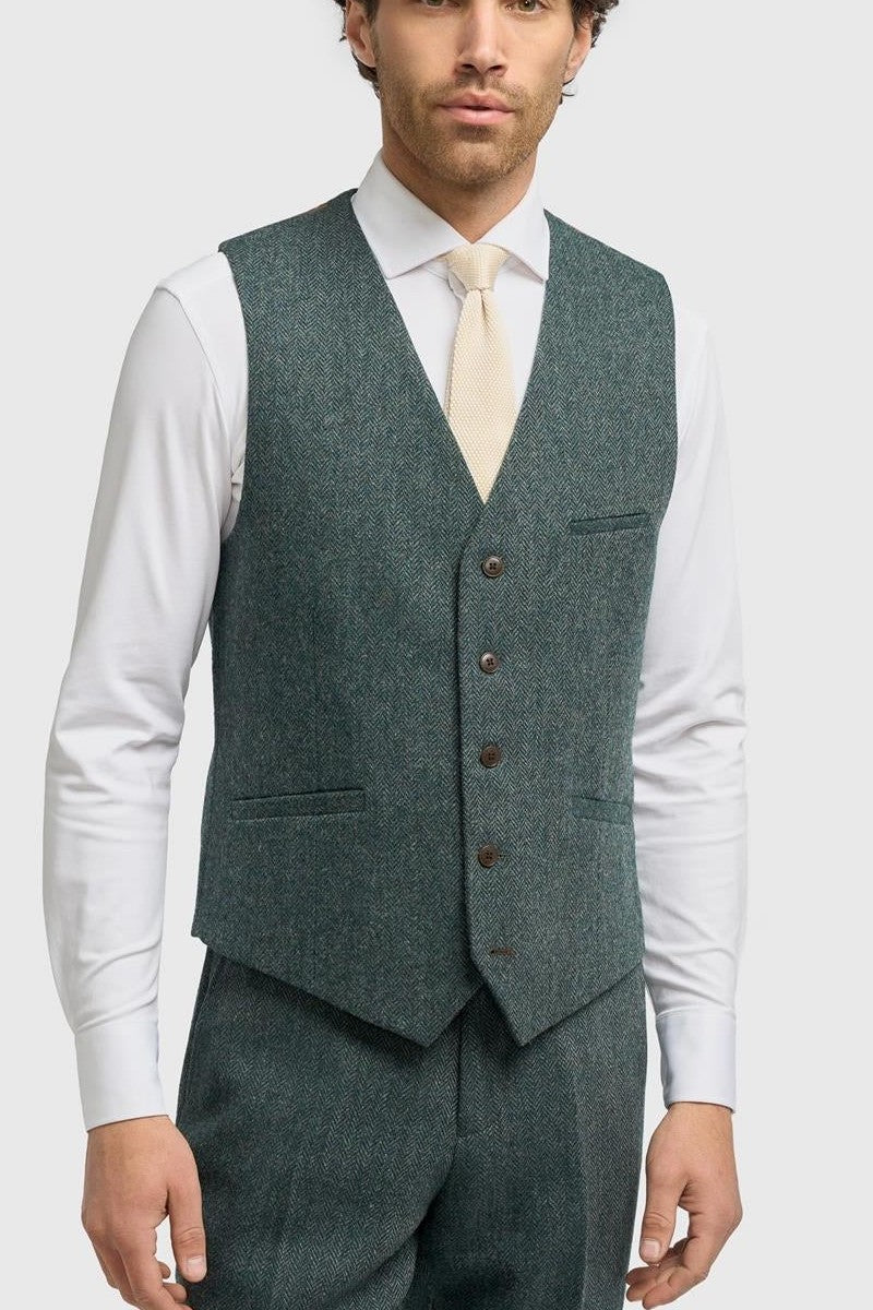 Thomas Lush Olive Tweed Waistcoat