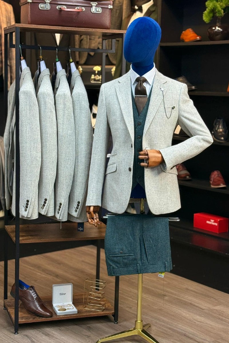 Thomas Pearl Blazer With Caridi Olive Waistcoat & Trouser