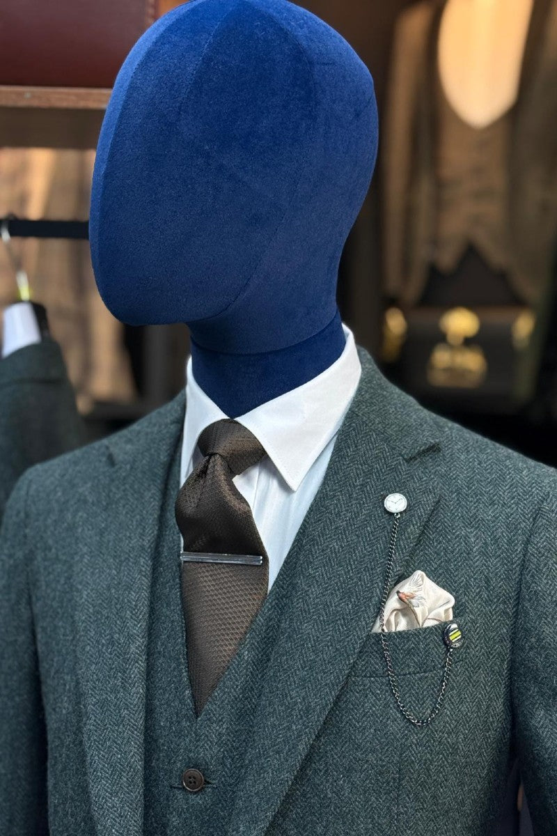 Thomas Lush Olive 3 Piece Suit