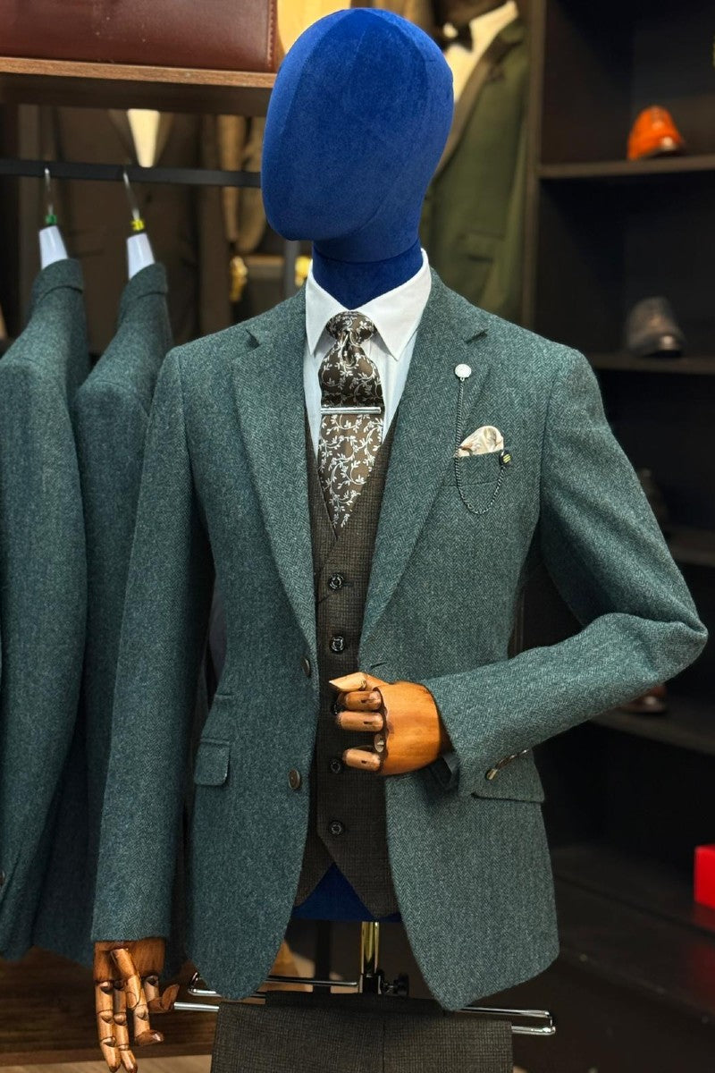 Lush Olive Blazer With Caridi Brown Waistcoat & Trouser