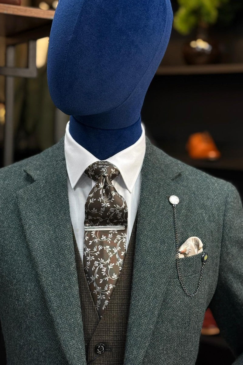 Lush Olive Blazer With Caridi Brown Waistcoat & Trouser