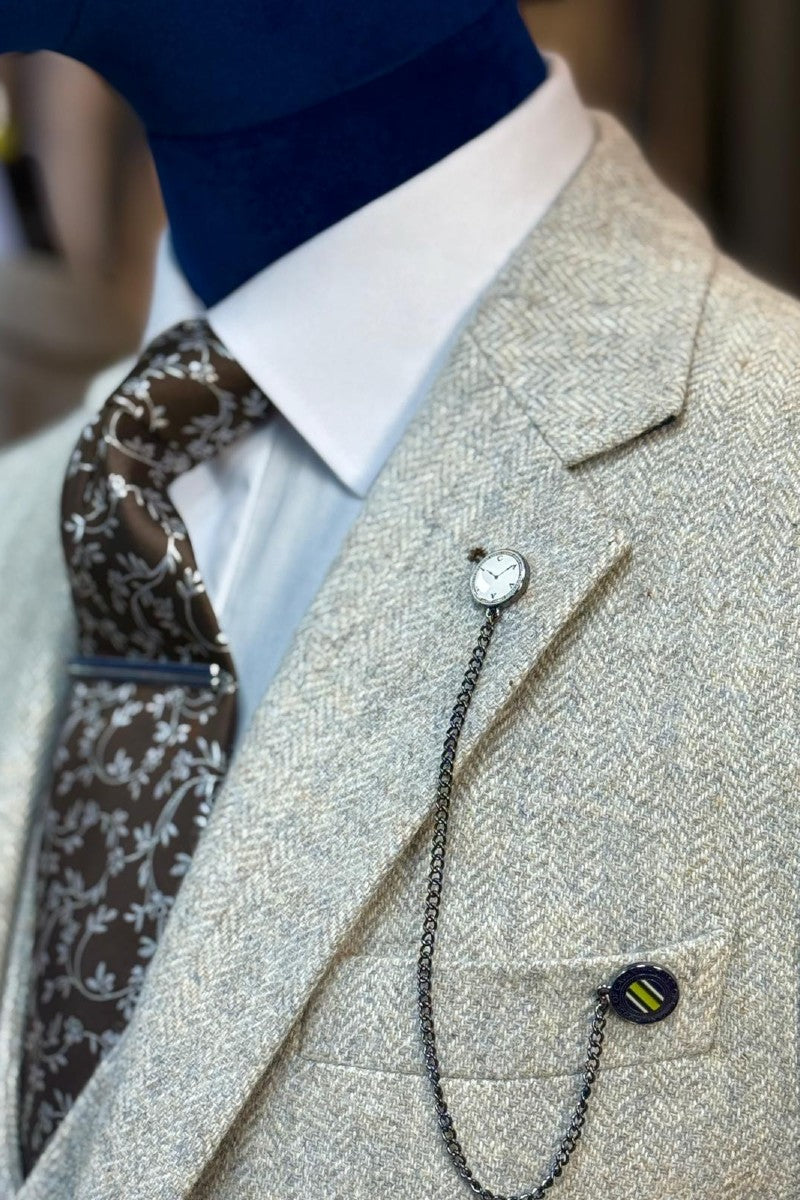 Lush Pearl Blazer With Caridi Brown Waistcoat & Trousers