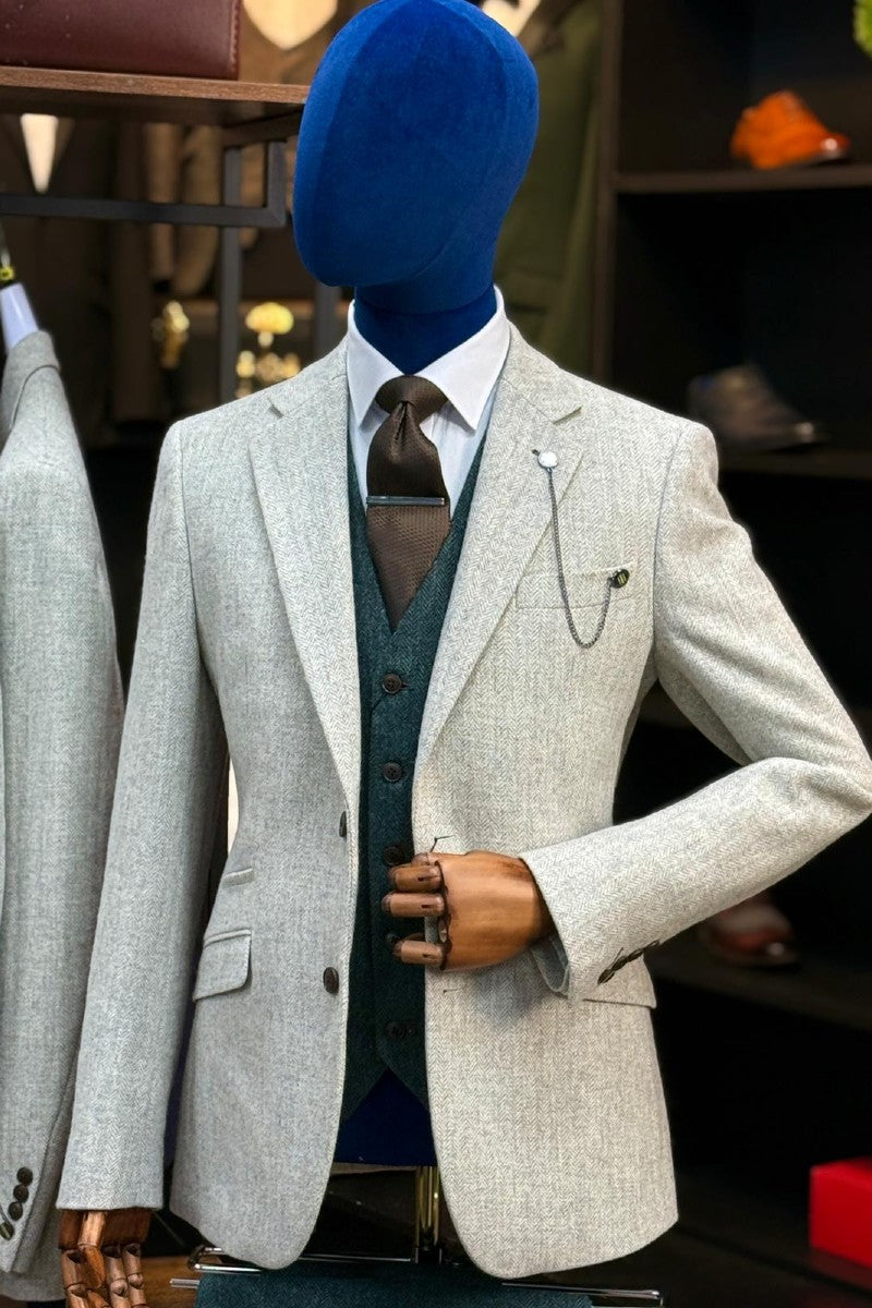 Thomas Pearl Blazer With Caridi Olive Waistcoat & Trouser