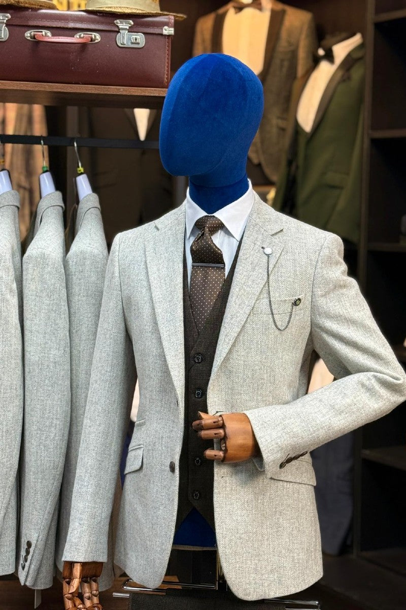 Lush Pearl Blazer With Caridi Brown Waistcoat & Trousers