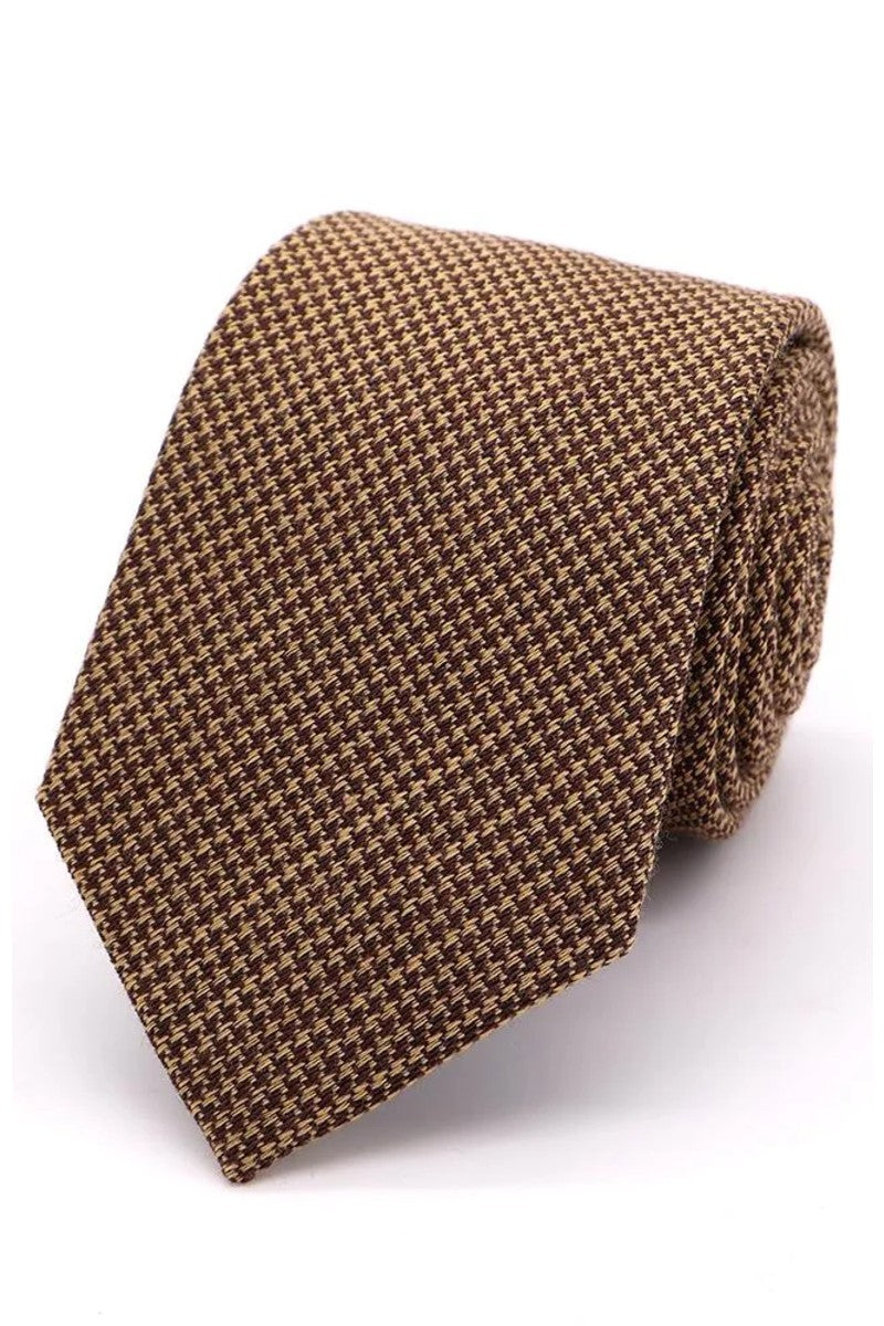 Country Houndstooth Tie - Brown And Cream