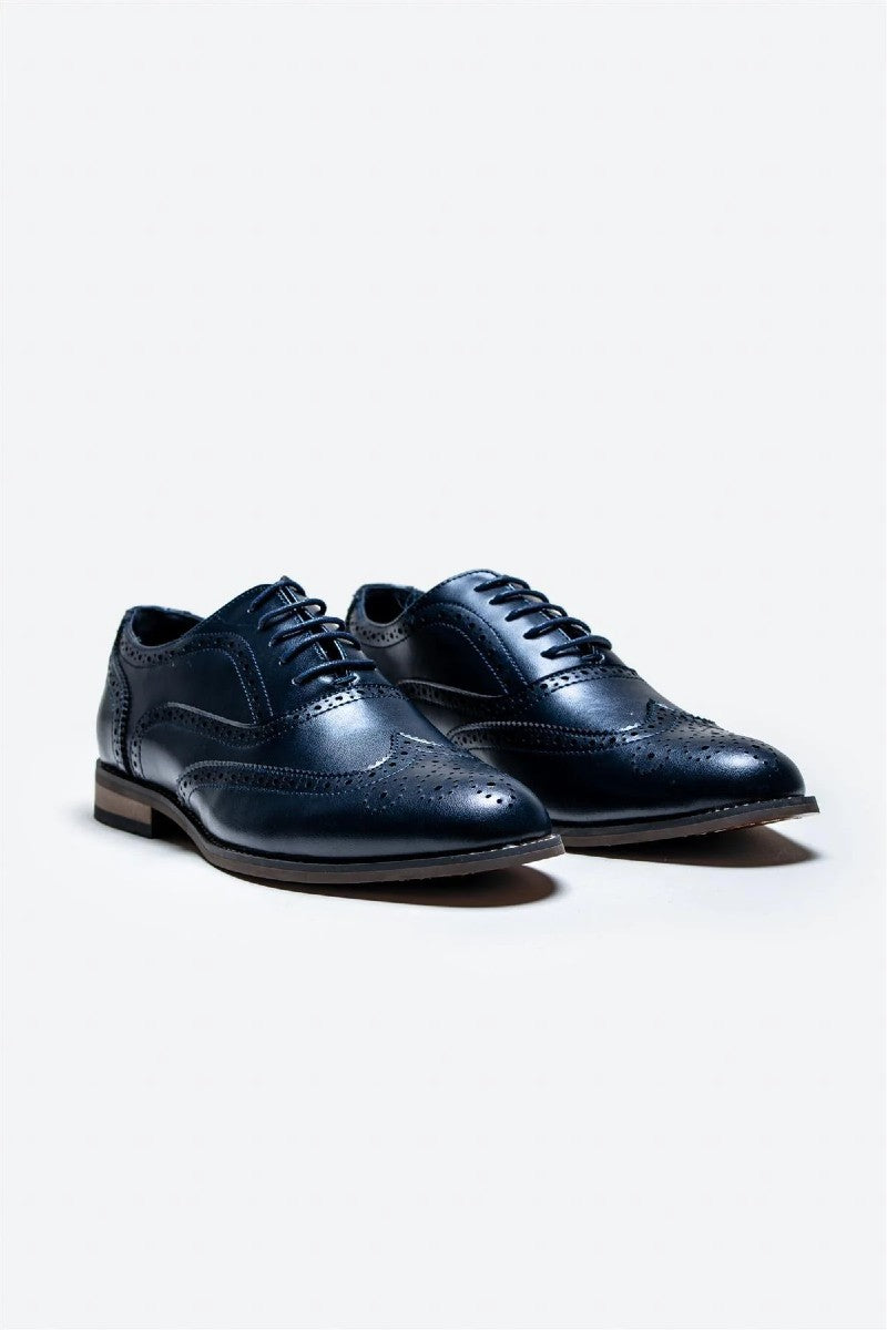 navy shoes with pattern on them