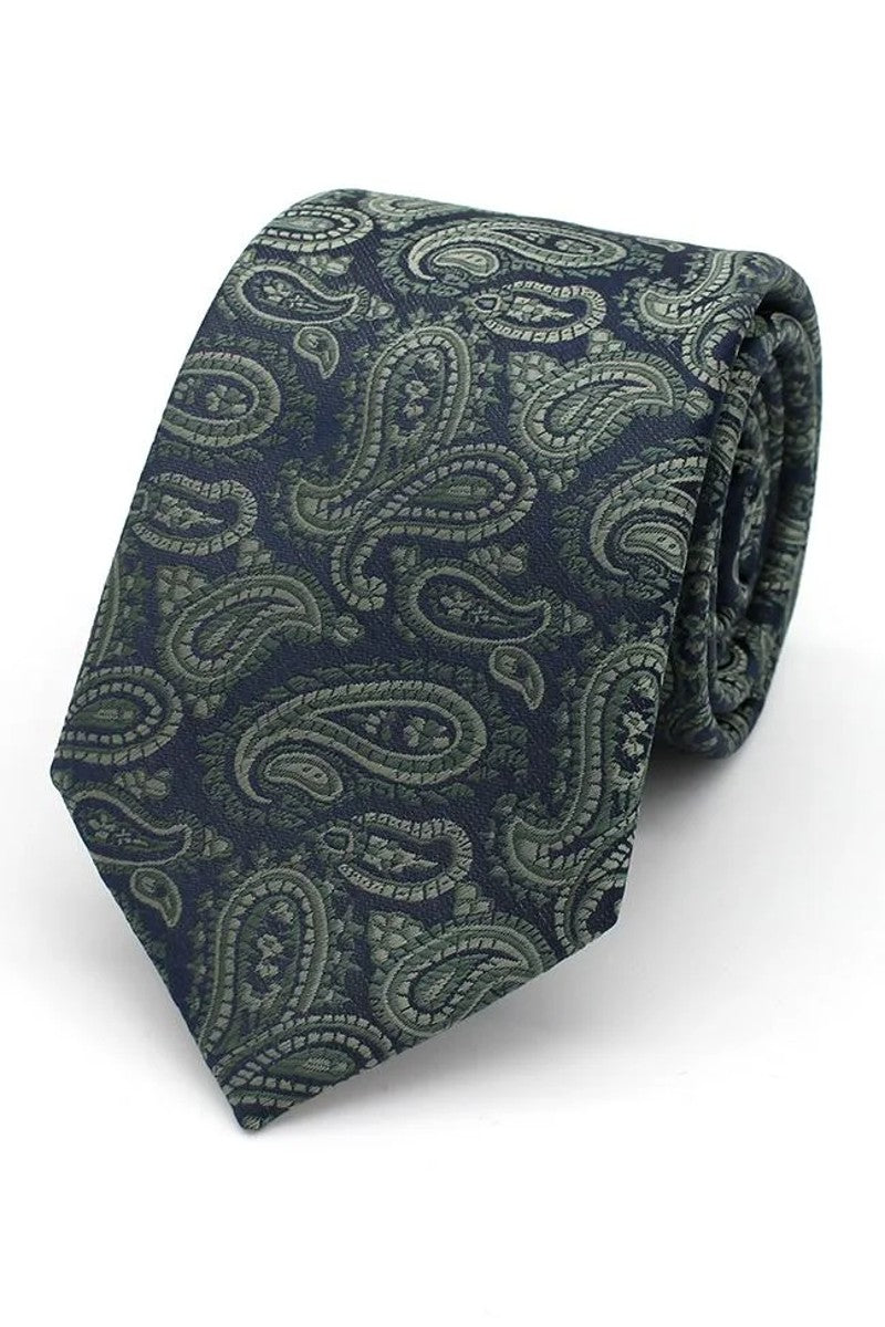 PAISLEY TIE - SAGE ON NAVY