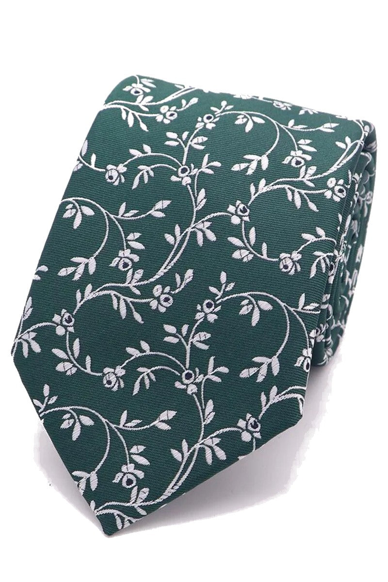 Mix-and-Match Leafy Floral Tie - Bottle Green