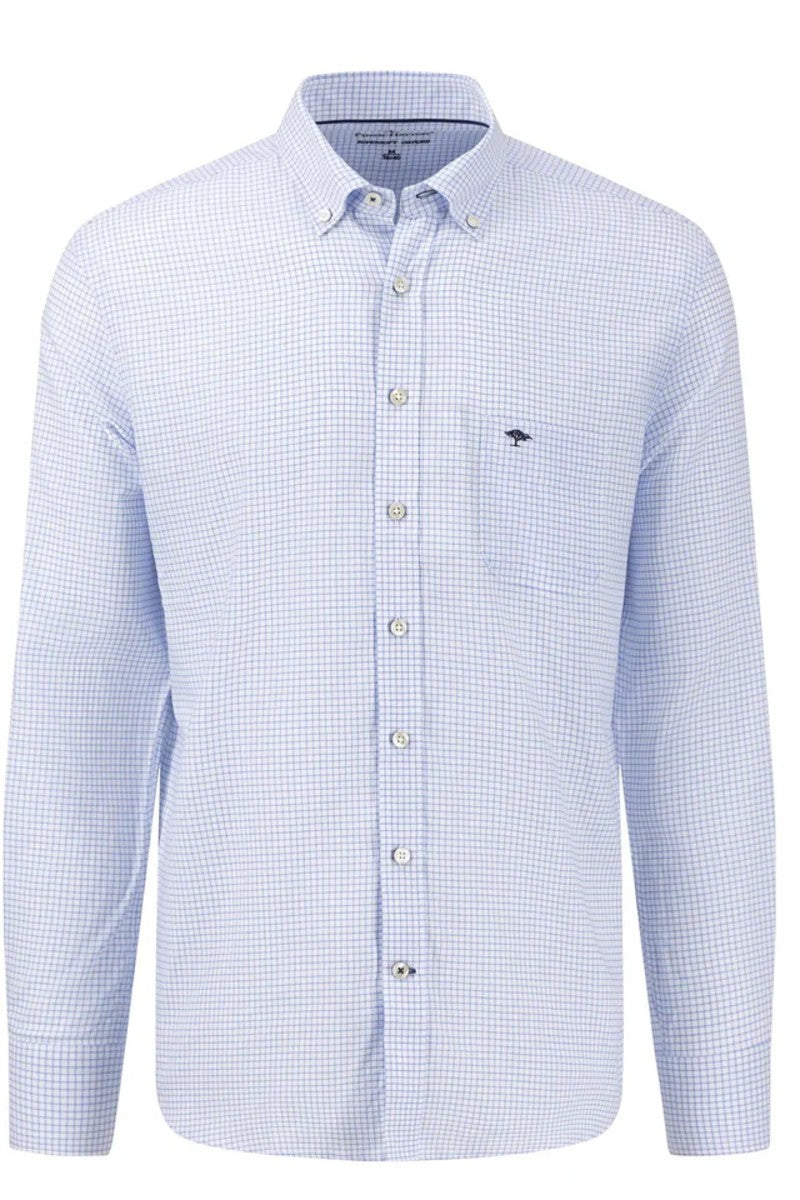 FYNCH HATTON Oxford Shirt - Men&#39;s Soft Cotton – Light Blue Check