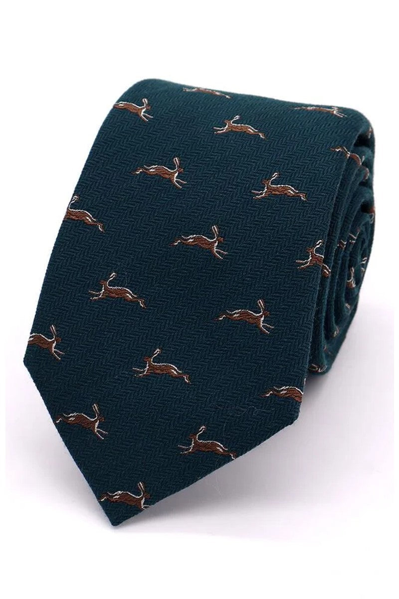 Herringbone Hare Tie - Green