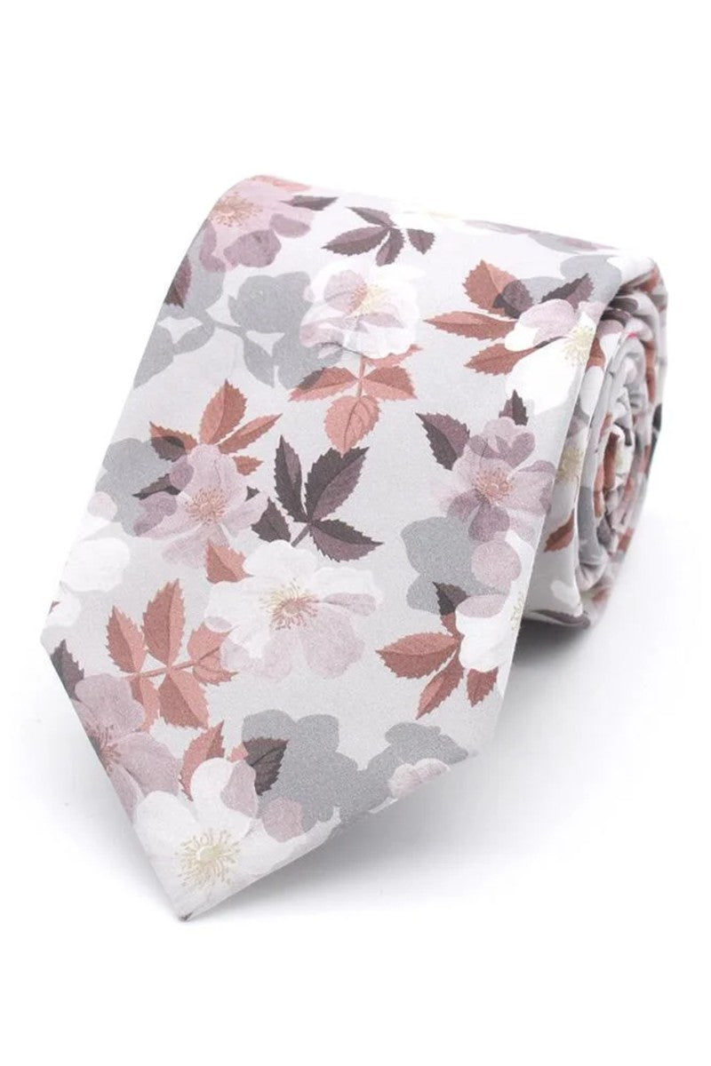 Tie Made With Liberty Fabric - &quot;Nysa&quot; - Silver