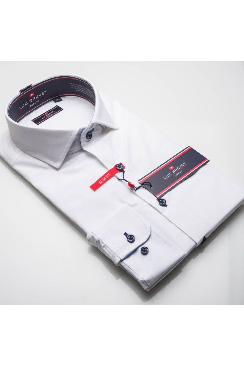 Luc Brevet White Poplin Slim Fit Shirt