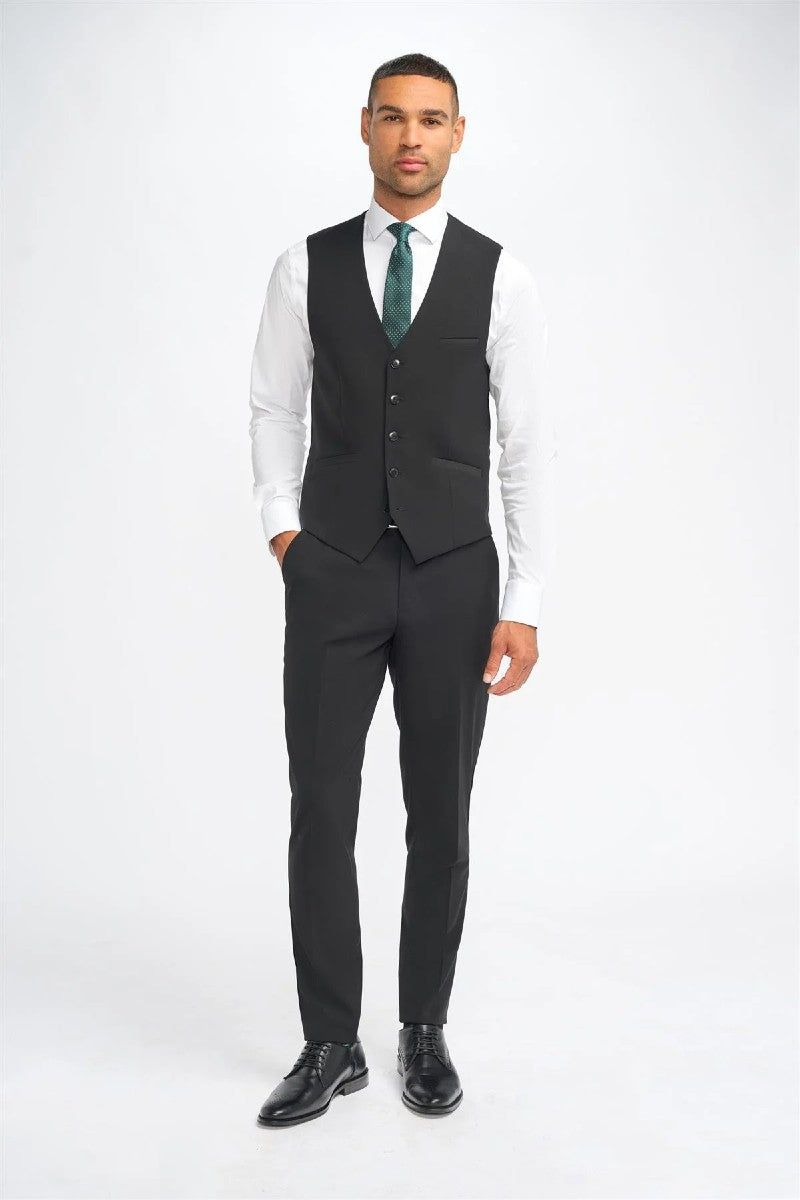Malibu Black Waistcoat Single Brest