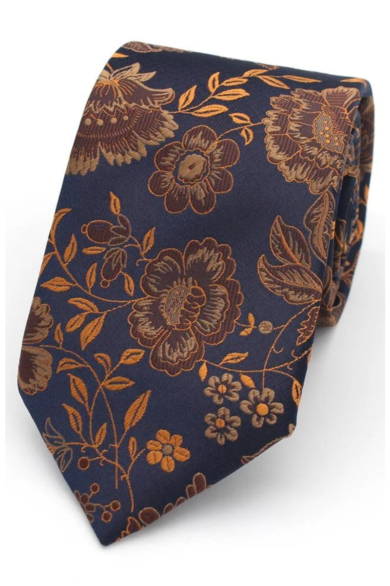 Navy / Copper Floral Tie