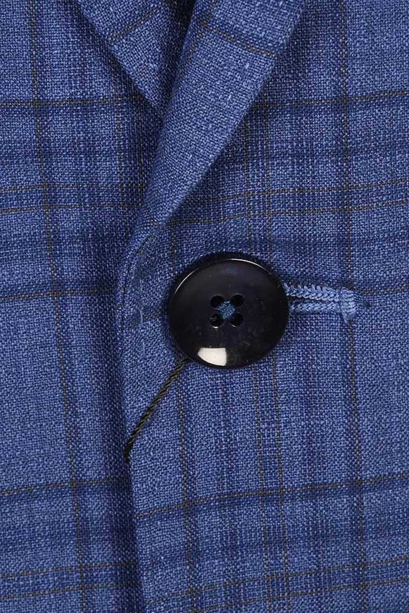Boys Ninety78 Navy Checked Blazer