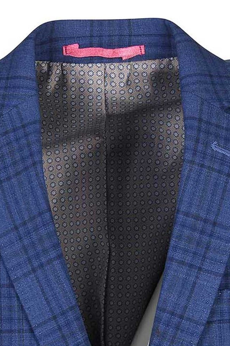 Boys Ninety78 Navy Checked Blazer