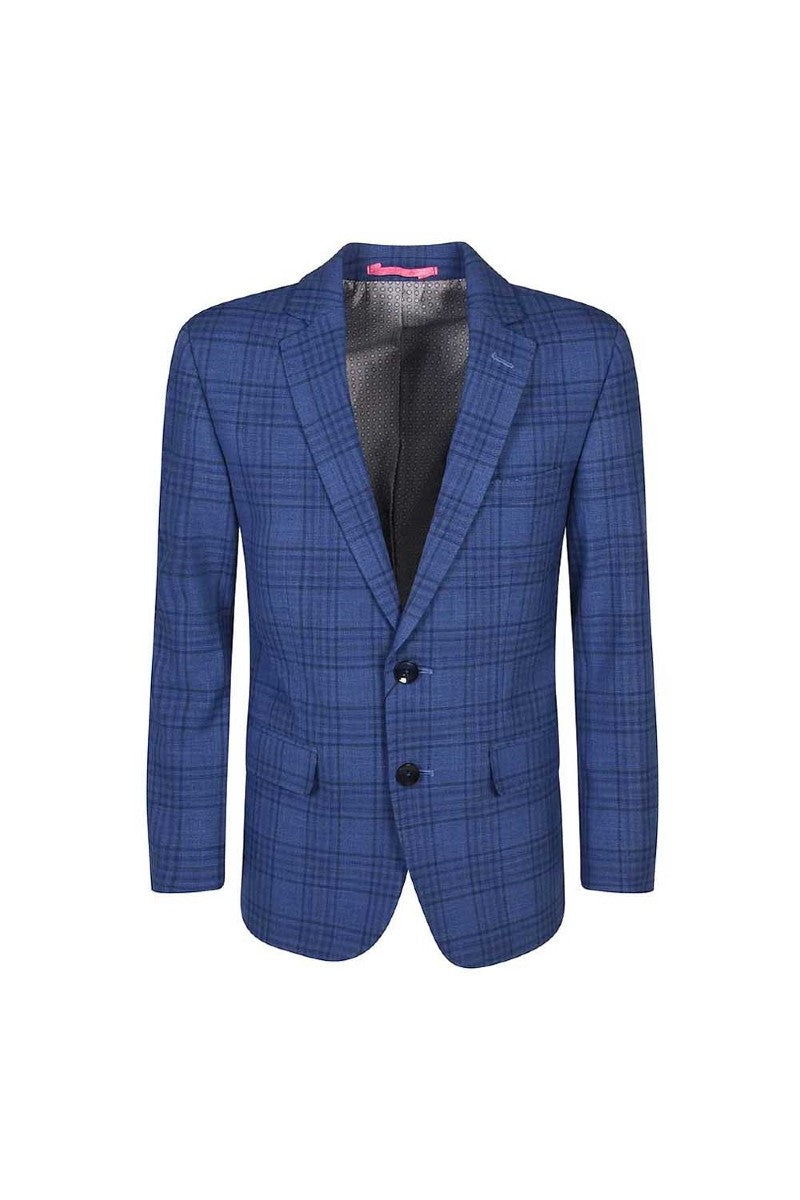 Boys Ninety78 Navy Checked Blazer