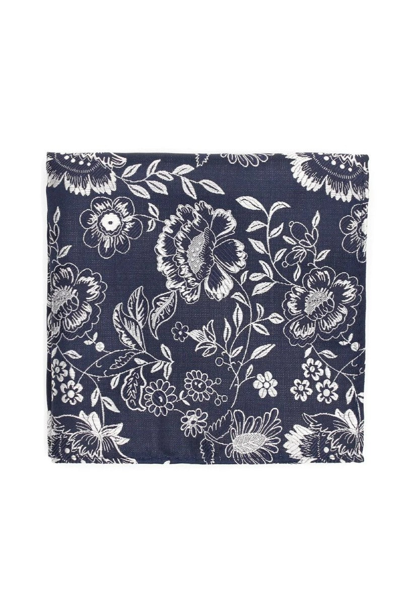 Woven Floral Hank - Pewter on Navy