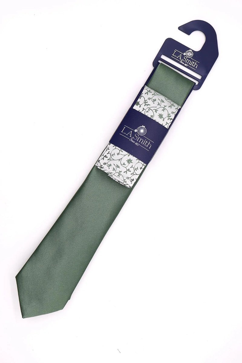 PLAIN TIE WITH FLORAL HANK - SAGE