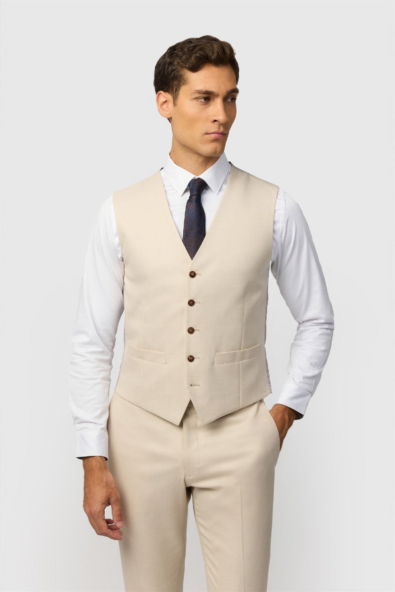 Antique Rogue Blake Ecru Texture Waistcoat