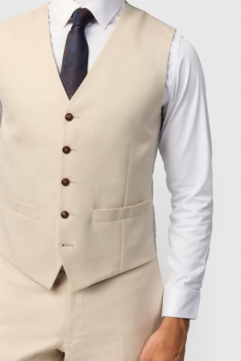Antique Rogue Blake Ecru Texture Waistcoat