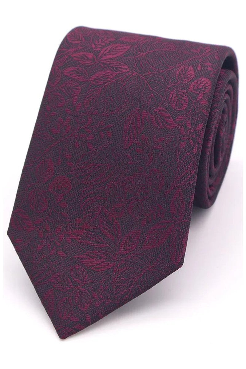Mix-and-Match Textured Floral Tie - Wine
