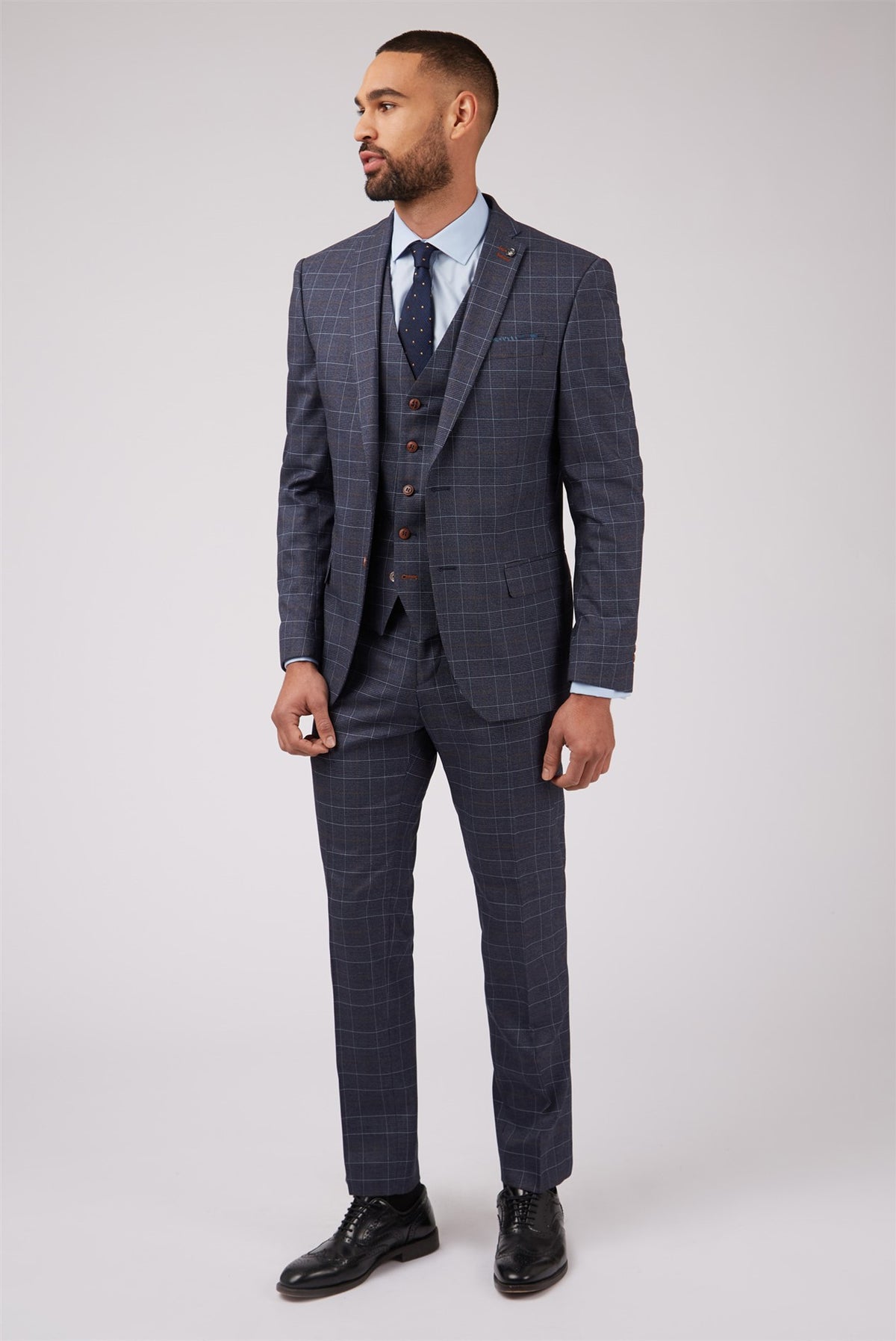 Dark Blue Checked Waist Coat