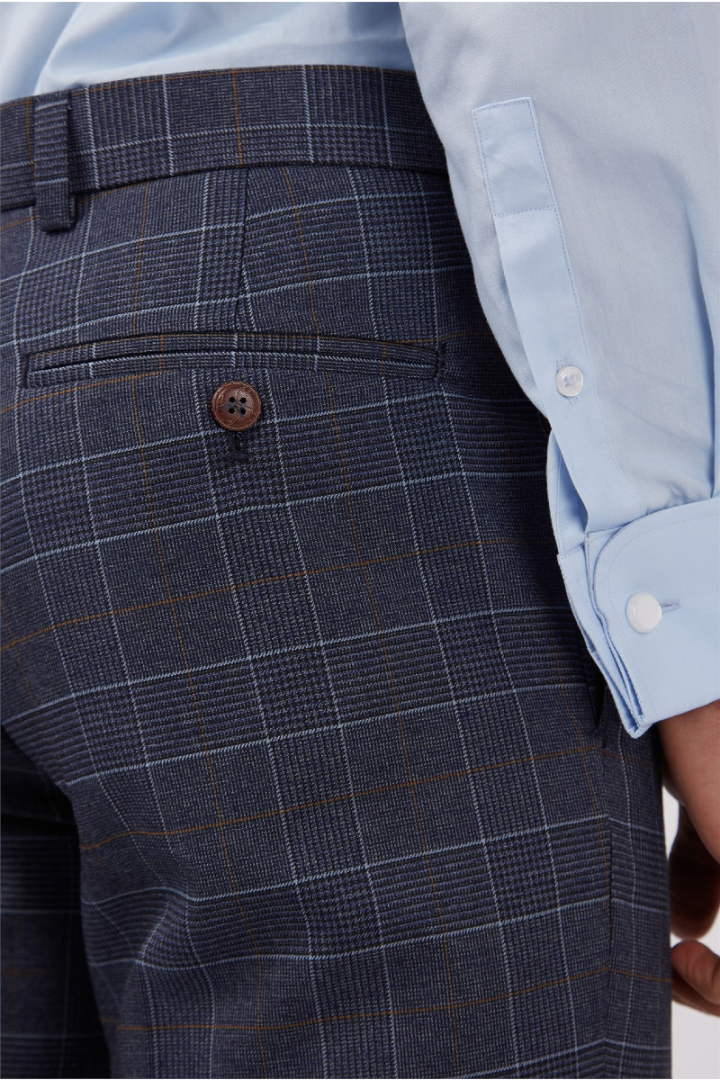Dark Blue Checked Trouser