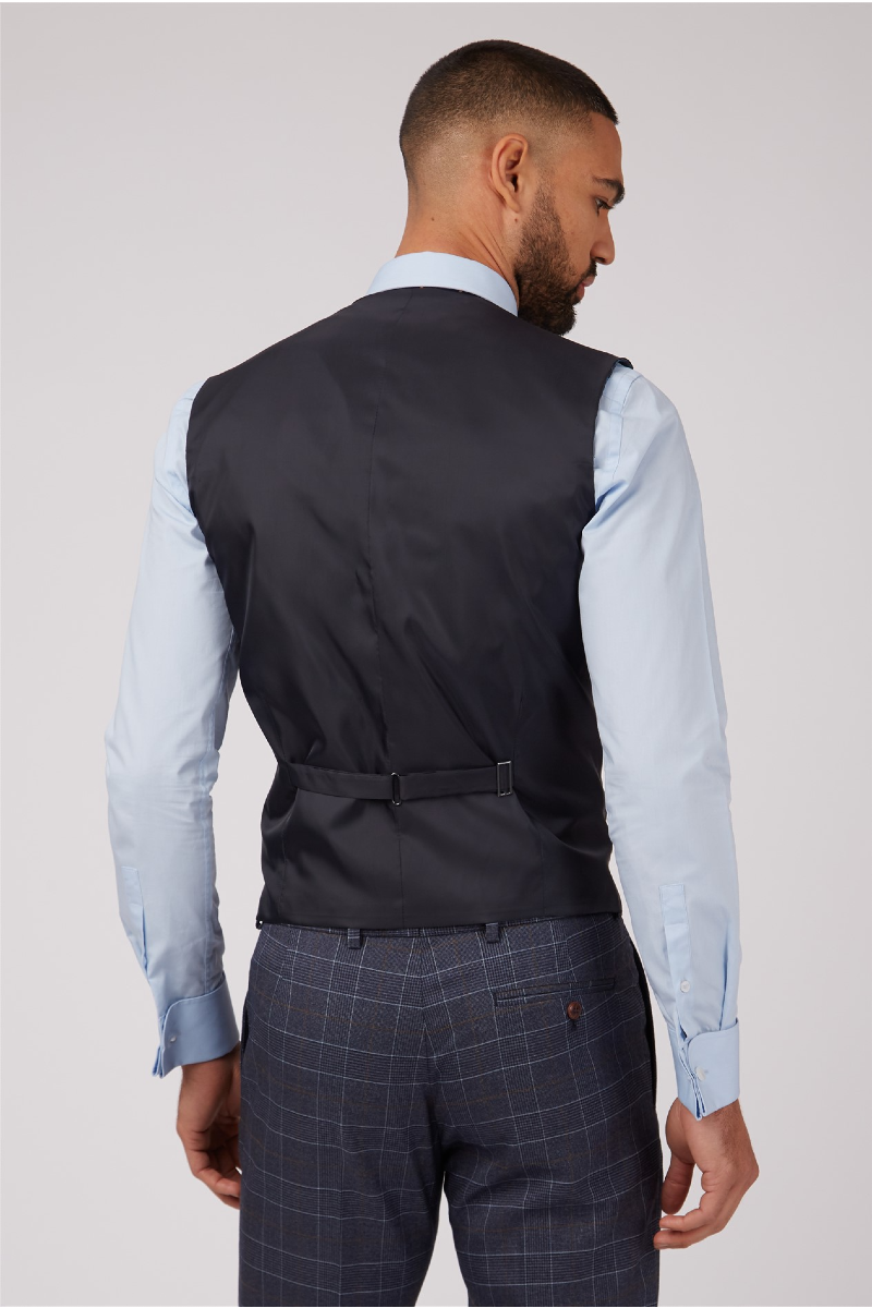 Dark Blue Tan Over Check Suit