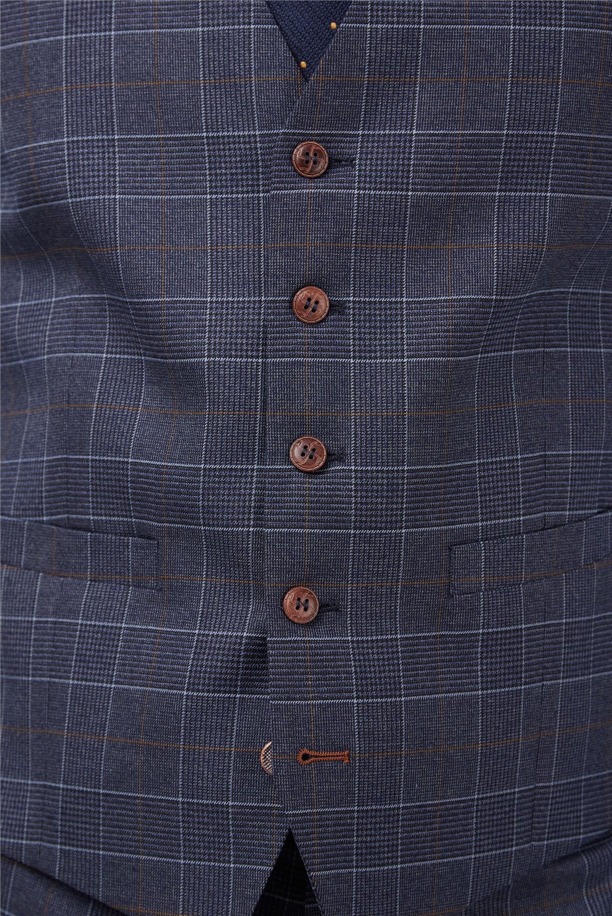 Dark Blue Checked Waist Coat