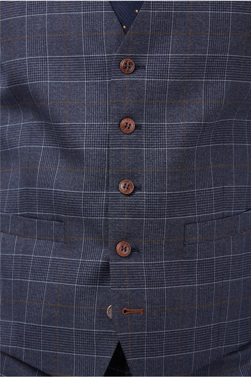 Dark Blue Tan Over Check Suit