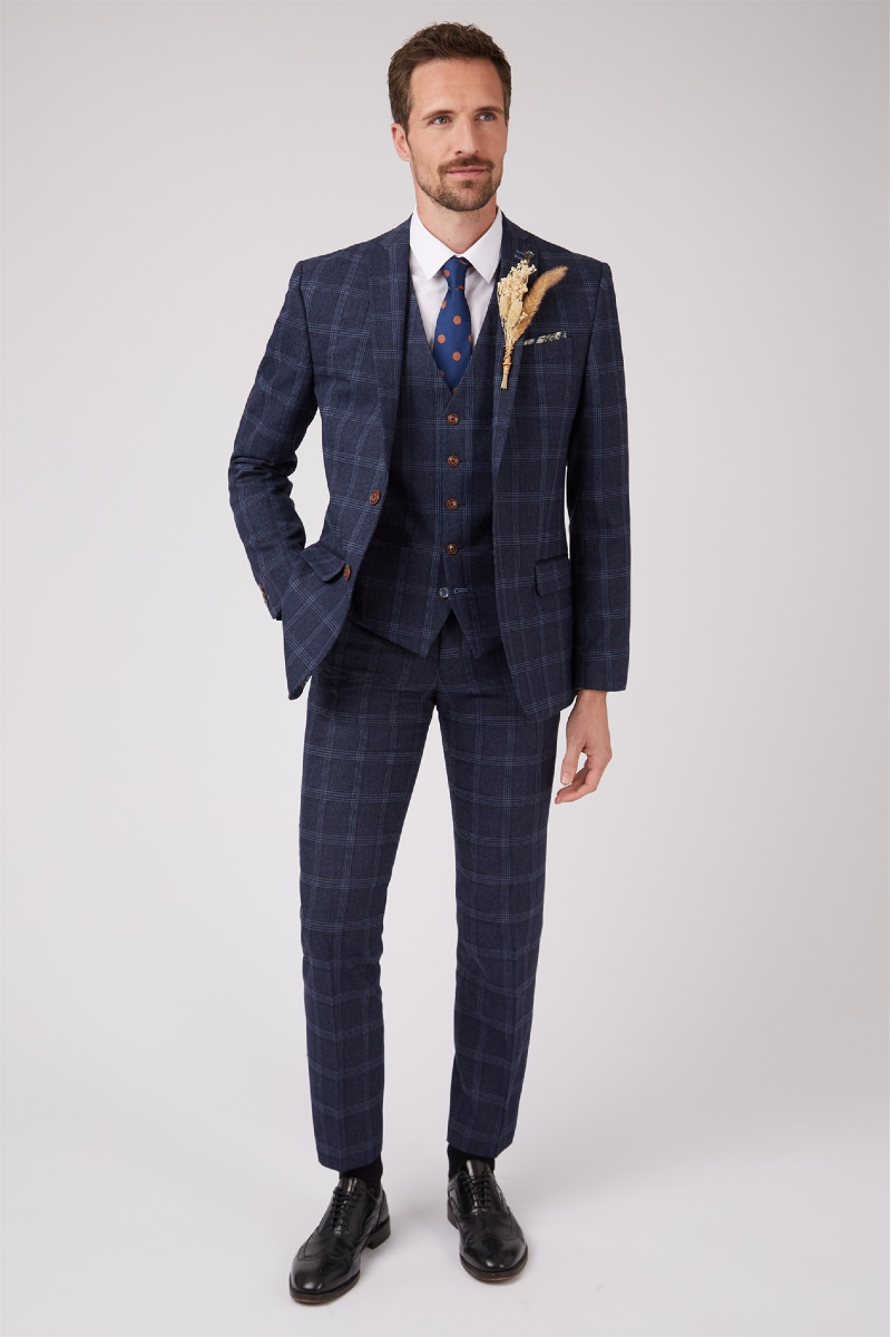Dark Blue Checked Trouser