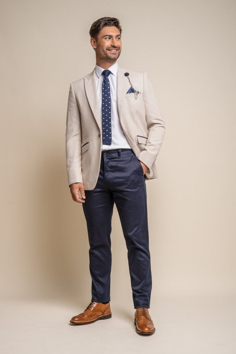 Wholesale 2022 Beige Blazer Navy Blue Pants Men Suits Set Business Suits  Groom Tuxedos Formal Suits Custom Made 2PiecesJacketPants From  malibabacom