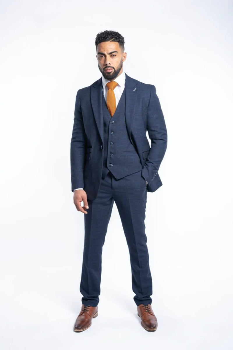 Caridi Navy 3 Piece Tweed Suit