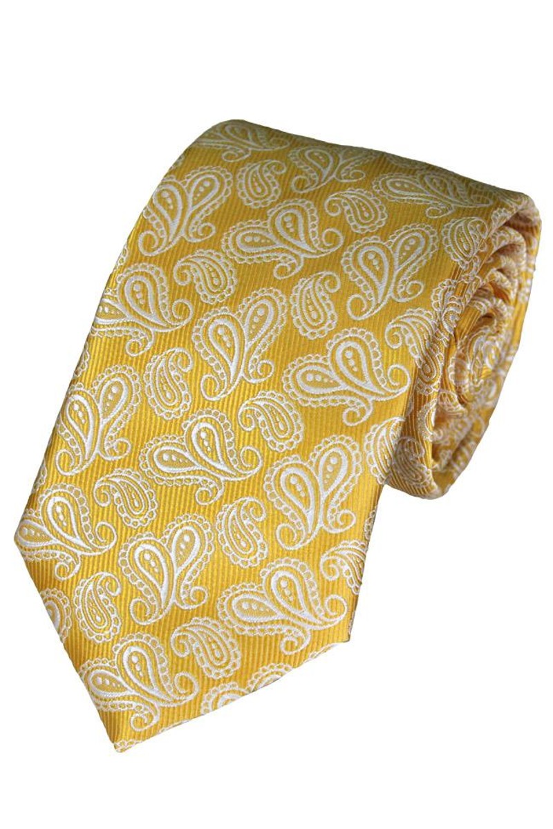 Yellow Paisley Print Tie