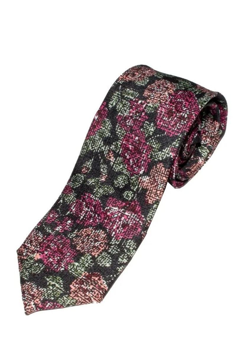 Black &amp; Pink Floral Tie