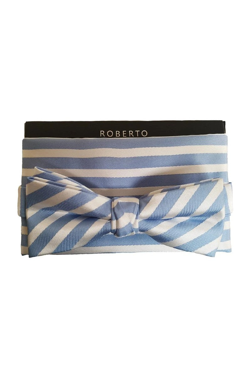 Blue Stripe Bow Tie Set
