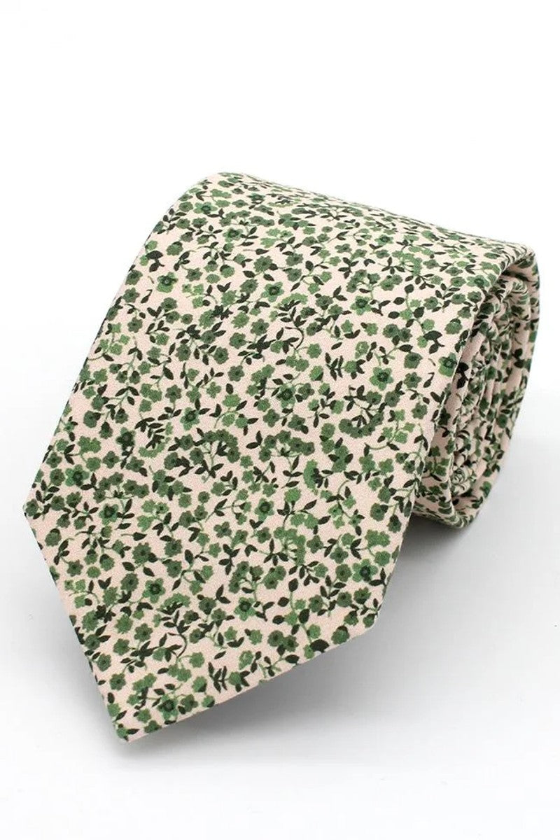 Green Floral Tie Set